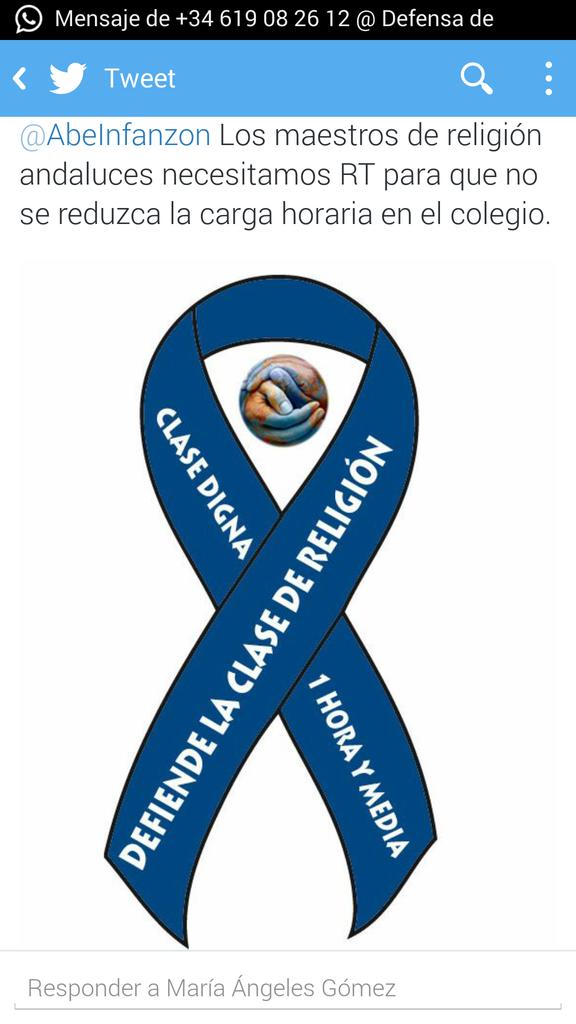 marichata85's tweet photo. @Paquirri74 Los maestros de religión andaluces necesitamos RT para que no se reduzca la carga horaria en el colegio. http://t.co/K7ep2Da77V