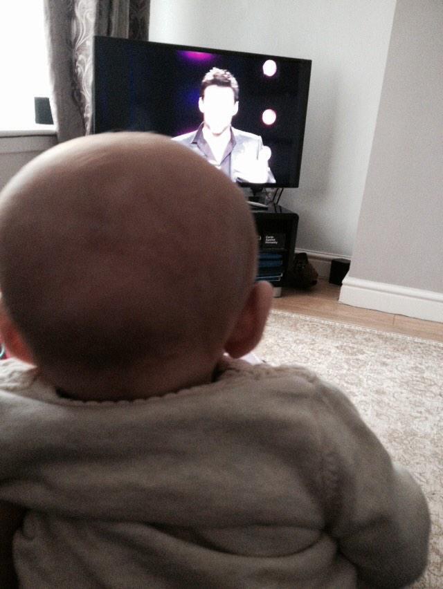 EmmaVMurphy's tweet photo. Baby has inherited her mother's appreciation for @RealHughJackman http://t.co/2d9zM2wpqL