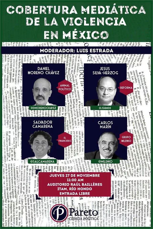#ViolenciayMediosITAM Auditorio RB 11hrs. <a href="/fmcpol/">Facultad Menor Ciencia Política</a> <a href="/crisballinas/">Dr Cristopher Ballinas Valdés</a> <a href="/HVivesSegl/">Horacio Vives Segl</a> <a href="/juanpm2002/">JP Micozzi ⭐⭐⭐</a> RT :)