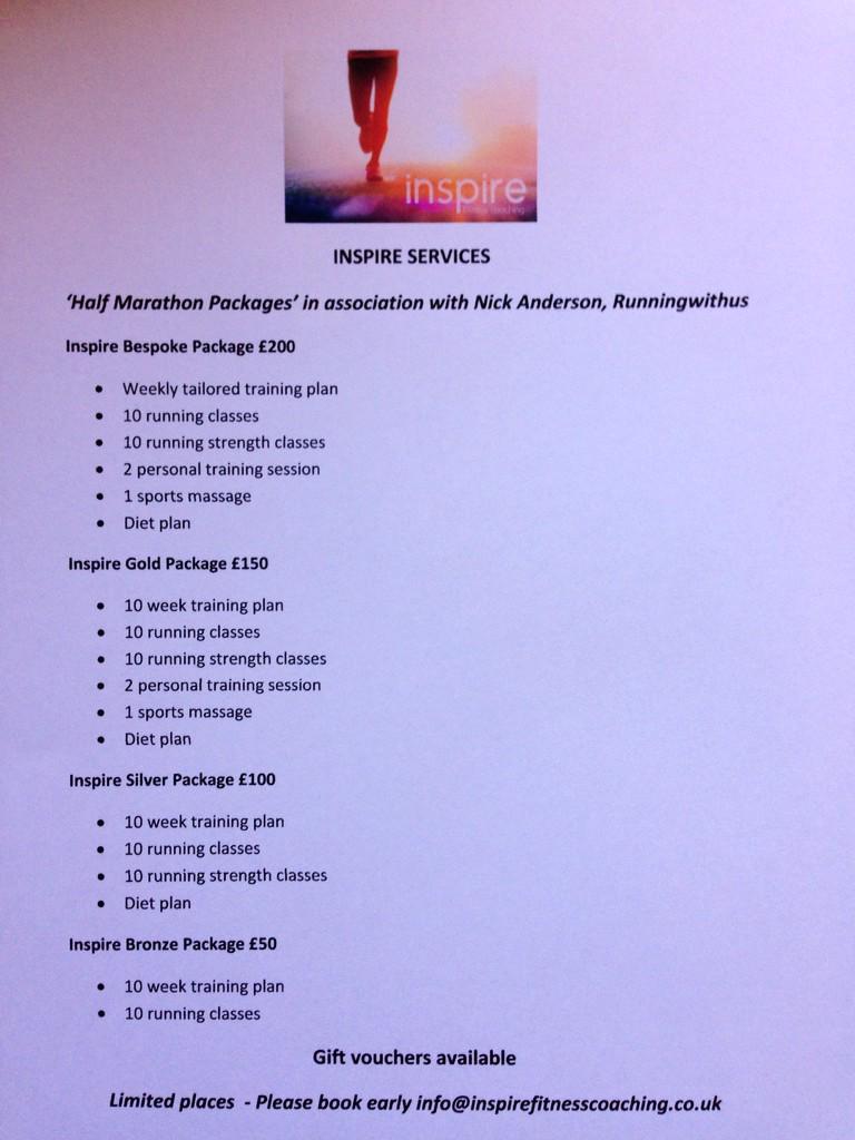 InspireFitCoach's tweet image. Check out our Half Marathon Packages with @nickandersonrun @runningwithus