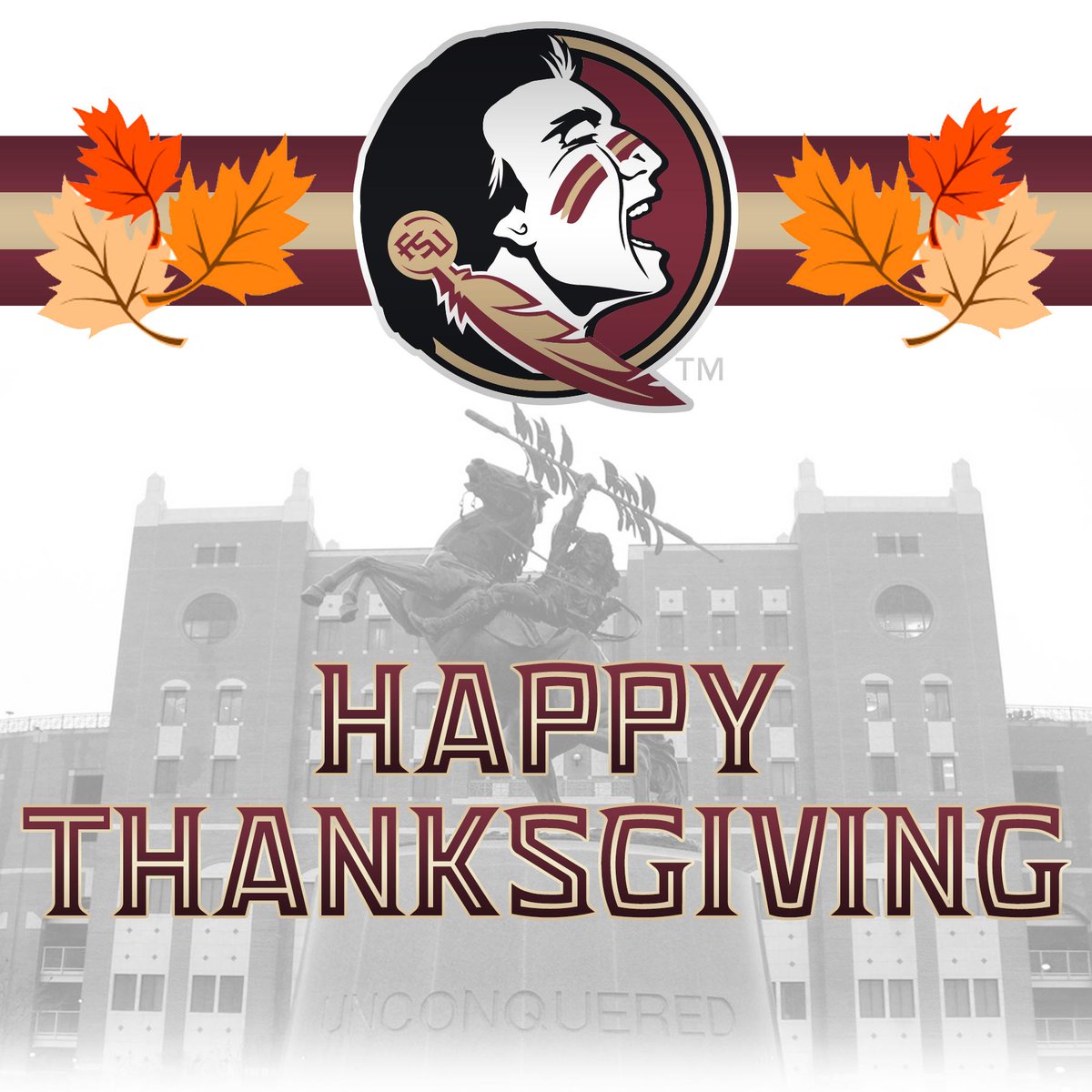 Seminoles's tweet photo. From the #Noles family to yours, Happy Thanksgiving! http://t.co/SHABavcLWp