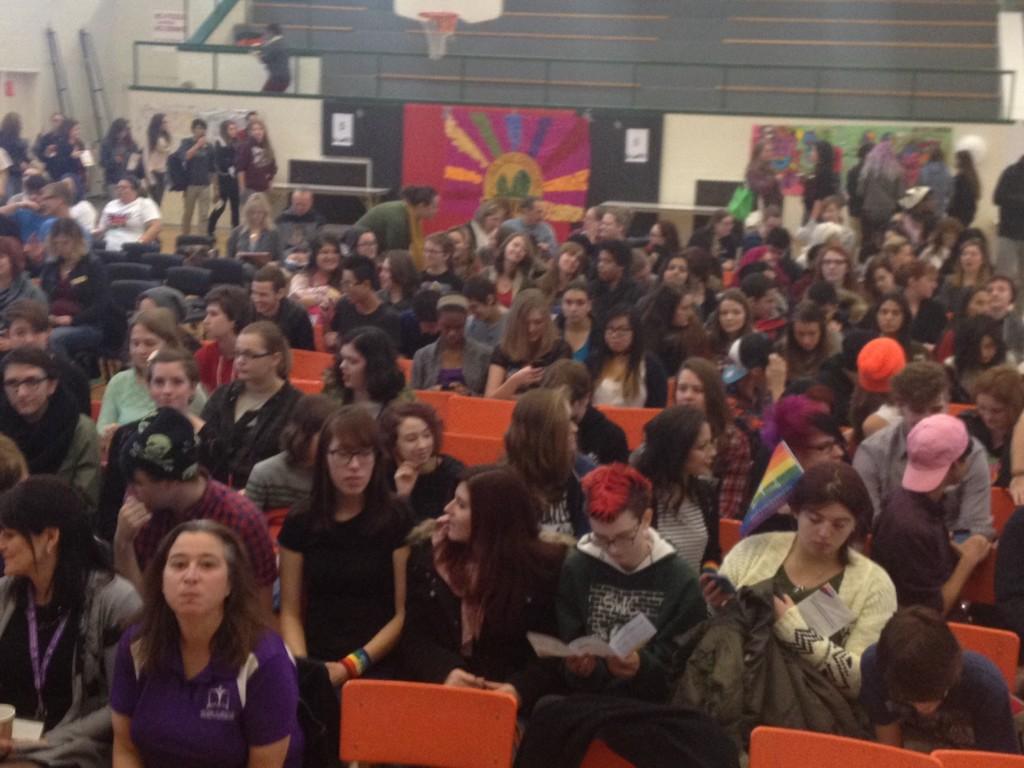JenMcKenzieNDP's tweet photo. Packed room at #OCDSB Rainbow Youth Forum #RYF14 with new trustees @EricaBraunovan @SchoolZone6. Big EXCITEMENT!! http://t.co/tHKyH1QZlR