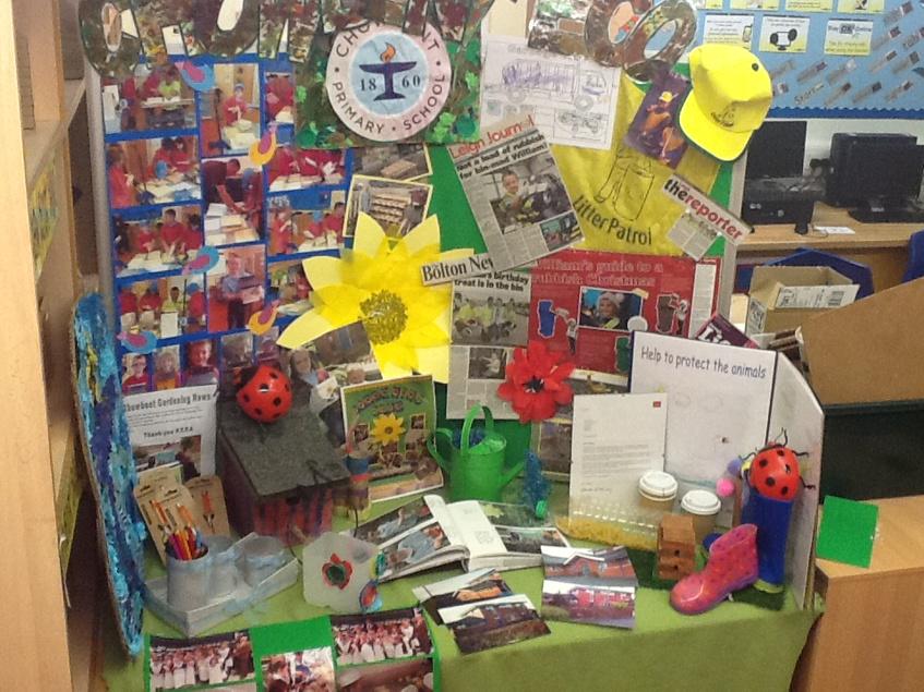 Chowbent's tweet image. We're getting excited for the national Roots and Shoot competition! Travelling to London with this display on Monday!