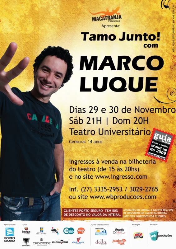 macatranja's tweet photo. #tamojunto Vitória! Neste fim de semana tem show com @marcoluque no Teatro da UFES http://t.co/cuxh6J54UM Bora rir! http://t.co/PWgLBjRBMP