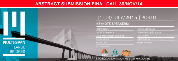 MSLB_Conference's tweet photo. IMPORTANT! ABSTRACT SUBMISSION UNTIL 30/NOV/14! FINAL CALL!!!
#MSLB2015 #multispanlargebridgesconference #MSLB http://t.co/kgNXUiTPf1