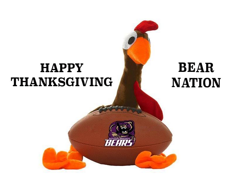 WSBearAthletics's tweet image. BEAR Athletics wishes all a Happy Turkey Day! #Thanksgiving #Strides4Students #pspimages