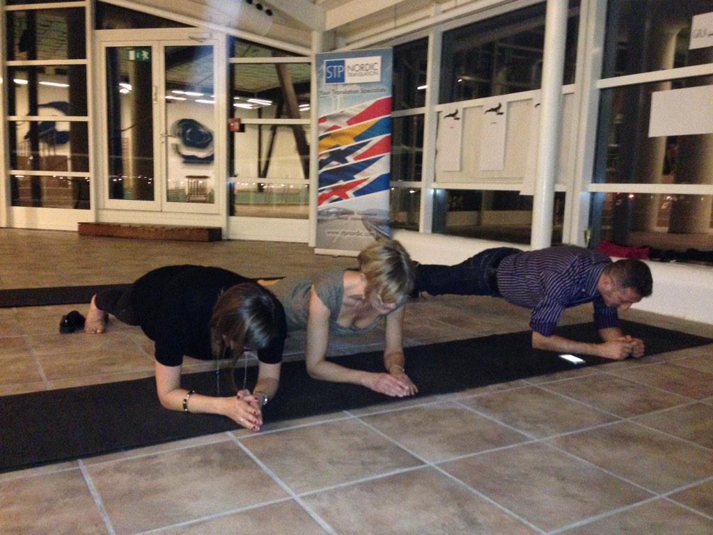 anucarnegie's tweet photo. First brave souls doing STP's planking challenge for #translatorsWB #ntif2014 http://t.co/ik1KtOj324