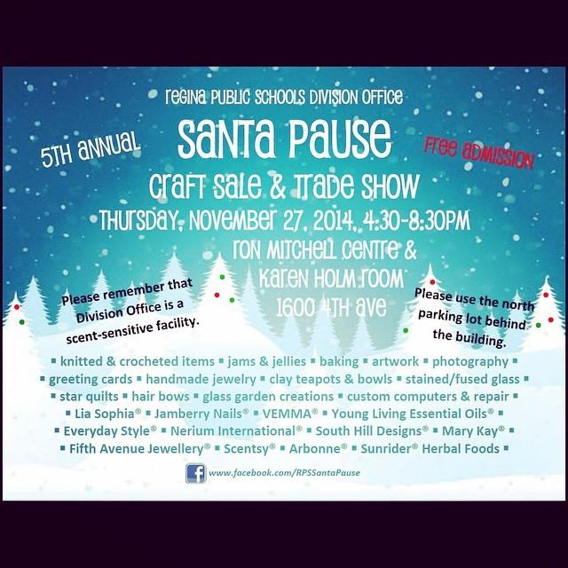 matthewshire's tweet photo. Santa Pause Craft Sale &amp; Trade Show in #yqr 4:30-8:30 1600 4th Ave. #craftsale http://t.co/6a6ksAEpzI