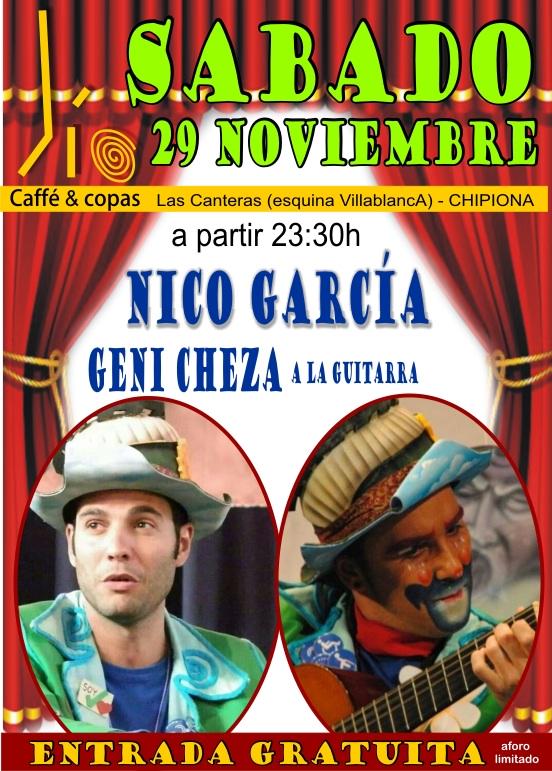 LioChipiona's tweet photo. Este sábado 29 "Noche de Coplas de Carnaval" a partir de las 23:30 con nuestros amigos Nico García y Geni Cheza!!! http://t.co/WiqRNH2Km5