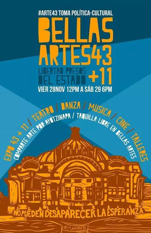 arte4311's tweet photo. Toma del Palacio de Bellas Artes, viernes 28 y sábado 29 de noviembre. http://t.co/te0oVUEOfl