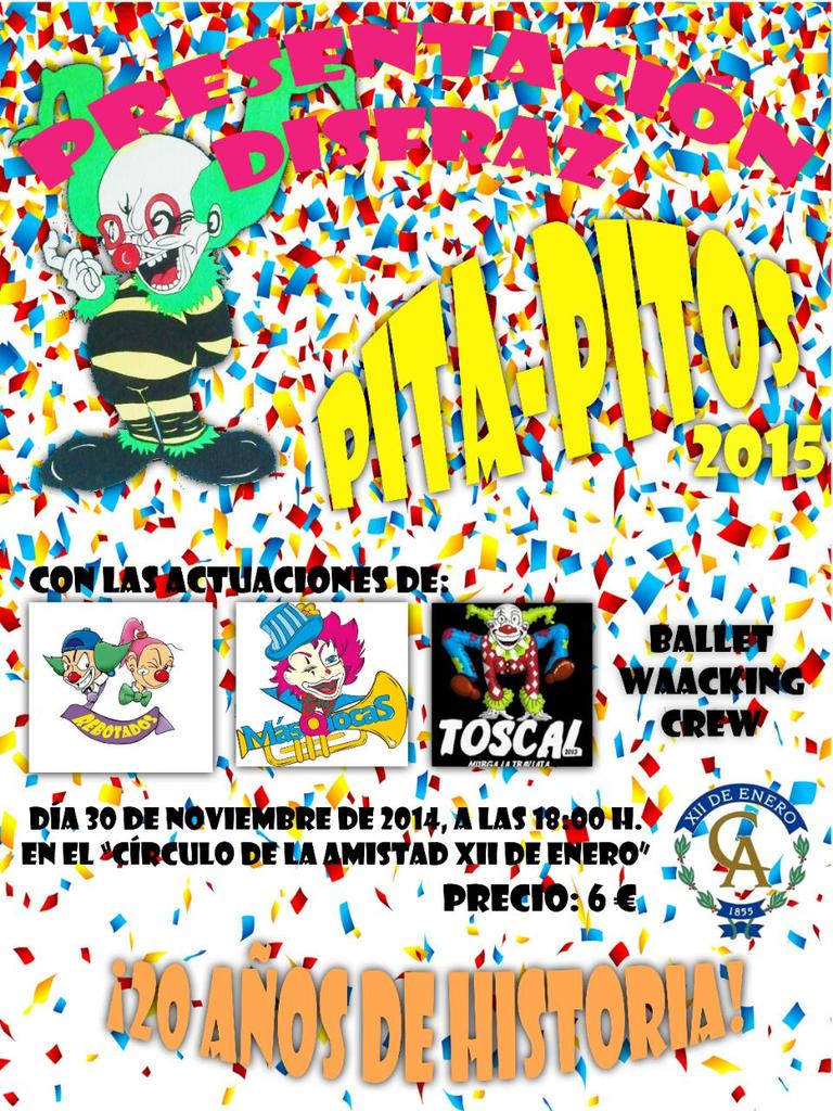 HGonar's tweet photo. Agotadas las entradas para la presentación este domingo de @PitaPitos en el Círculo de Amistad #Especial20Aniversario http://t.co/NPDDdwGiU3