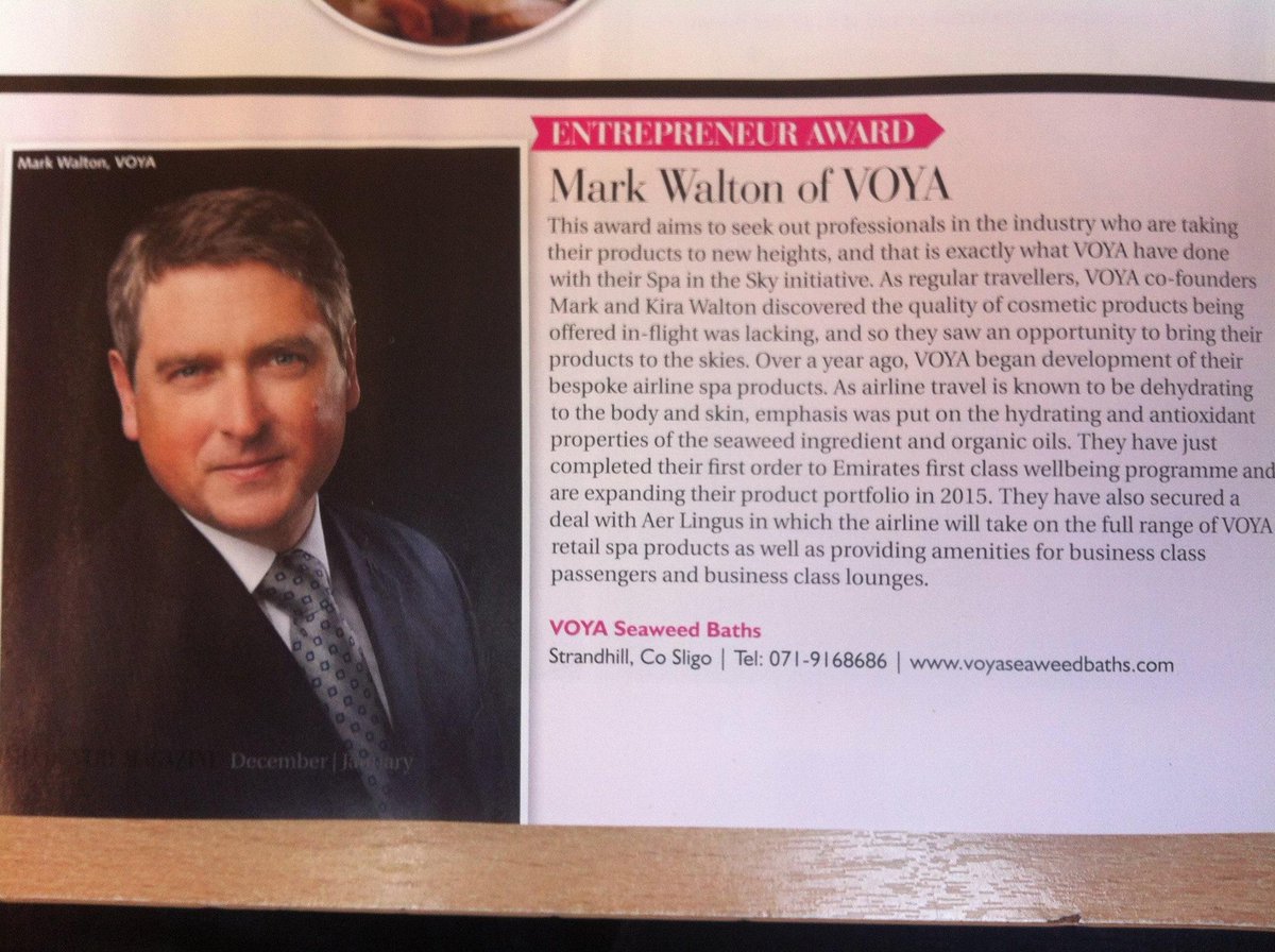 VOYAbeauty's tweet photo. Yeah, We are thrilled to hear that Mark Walton @MarkVoya has won Best overall Entrepreneur Award at #irishspaawards http://t.co/D1MiWS2trk