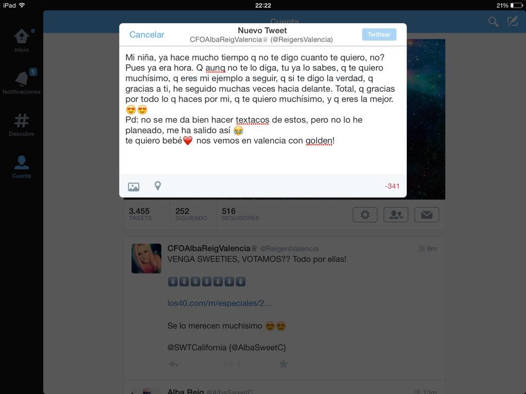 ReigersValencia's tweet photo. @AlbaSweetC, léelo Porfiii 😊😊 http://t.co/6gUkRGfGjD