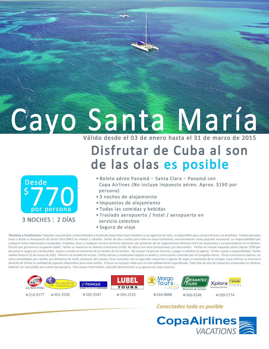 DESCUBRE! Cayo Santamaría.  Nuevo destino de COPA AIRLINES VACATIONS. Consulta con tu Mayorista autorizado