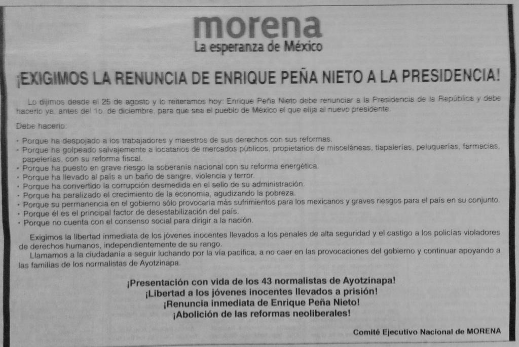 martibatres's tweet photo. ¡Exigimos la renuncia de Enrique Peña Nieto a la Presidencia! http://t.co/EjpIo1hXmx