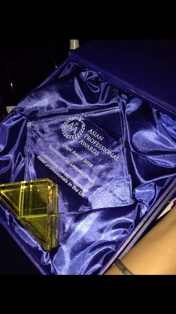 BaljitRihal's tweet photo. Well done ! "@MKV_NeumansLLP: Guess who won #APA2014 @awardsuk Thanks to everyone who voted.So much love to you all. http://t.co/N3MOPFYirq"