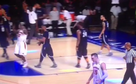 BleacherReport's tweet photo. VIDEO: Wisconsin’s Sam Dekker celebrates win by punching the ball…into his teammate’s head http://t.co/C6mZ68YSyN http://t.co/auytfgFfjF
