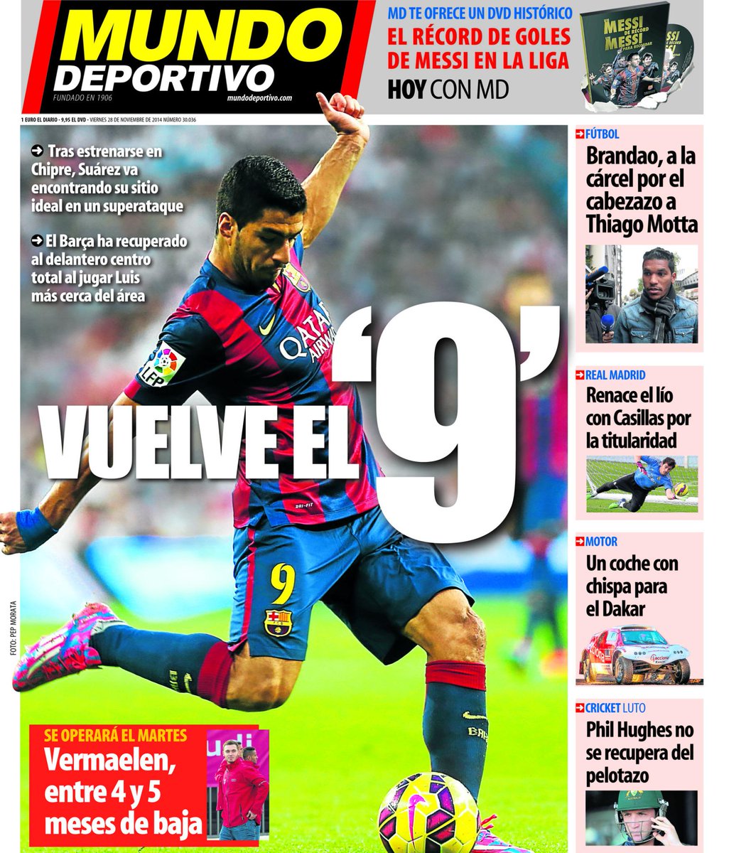 Portada de Mundo Deportivo del 28 de Noviembre