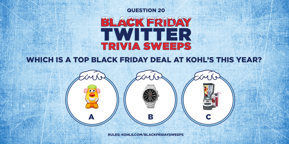 Kohls's tweet image. Tweet with both #BlackFriday and #KohlsSweeps for a chance to win a $500 gift card! (Hint: You can’t get this wrong!)