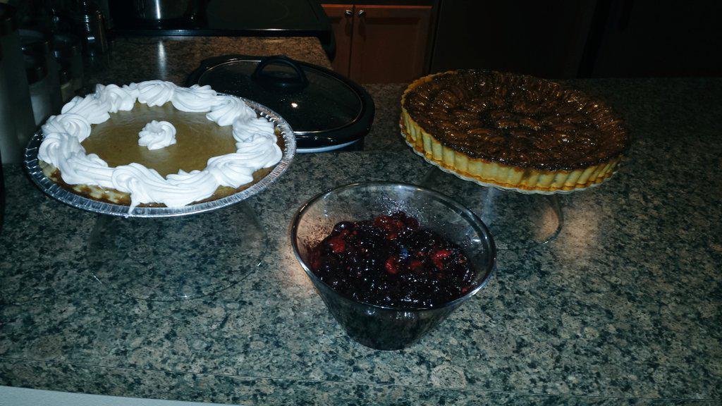 Thanksgiving Pecan pie, Pumpkin pie and their take on Cranberry sauce by Flour, Sugar and More in Rent on, WA.