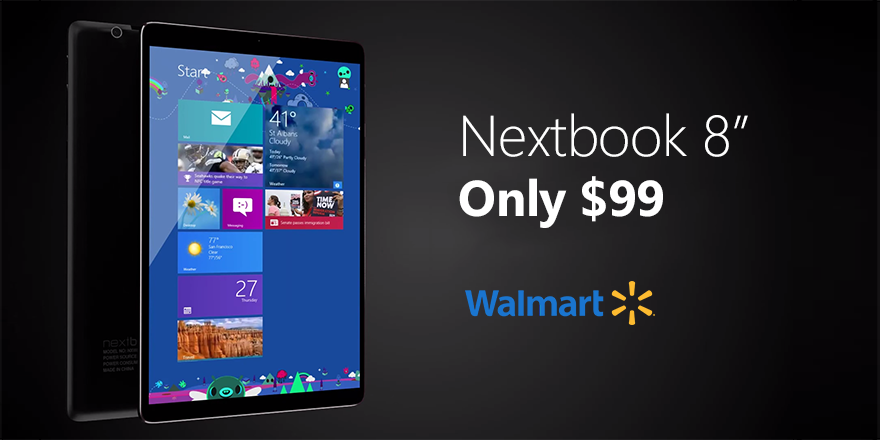 Windows's tweet image. Early #BlackFriday deal: Get the Nextbook 8" Tablet for $99 at @Walmart. Doors open soon! wndw.ms/EqjAA9
