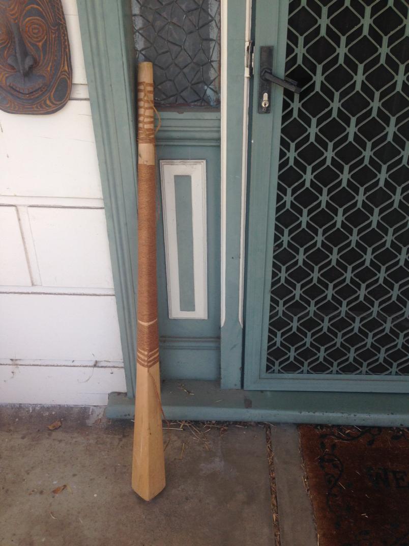 A Samoan cricket bat on the front door for Phillip Hughes #putoutyourbats