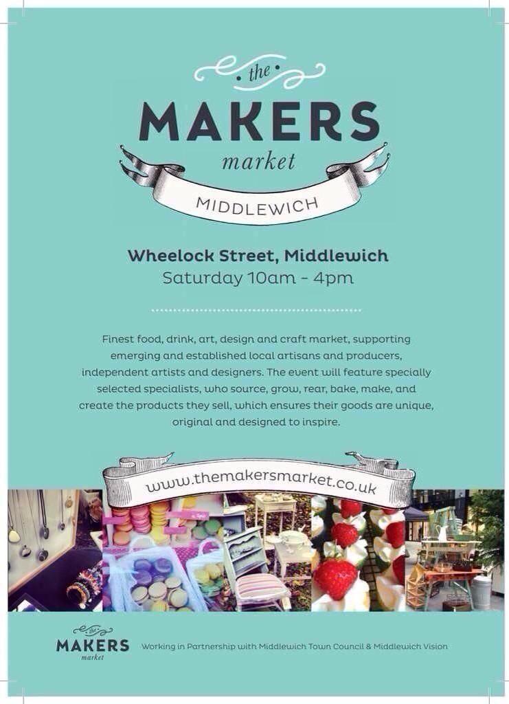_makersmarket's tweet photo. Some awesome traders joining us in #middlewich #Saturday @DoodlebirdJ @ellaspantry13 @Flowellery @littleespresso http://t.co/5LxDlrvkcb