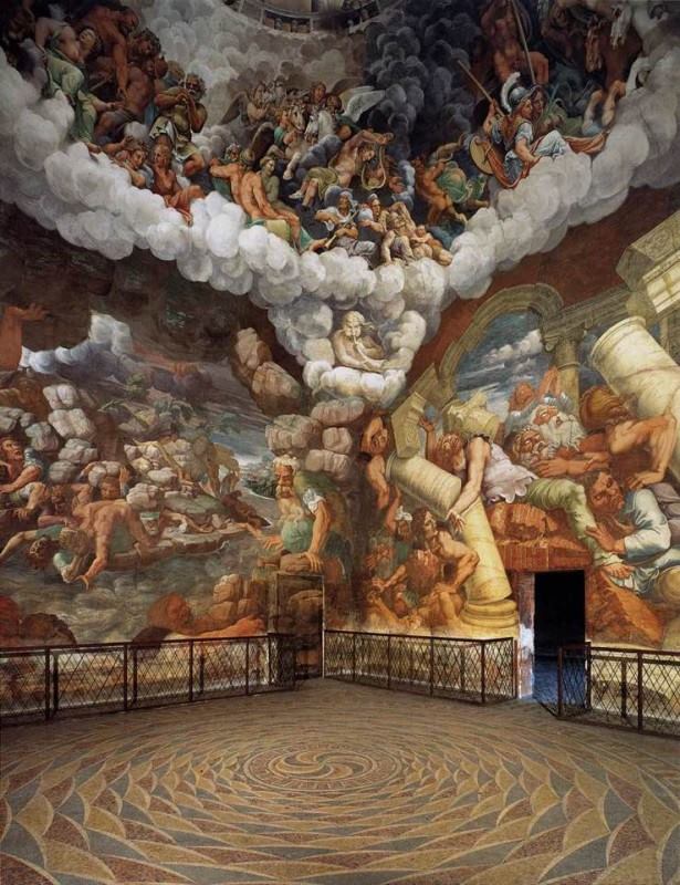 #GiulioRomano, Rinaldo Mantovano e aiuti, #Camera dei #Giganti, 1532–1534 #Mantova #PalazzoTe affresco #giants