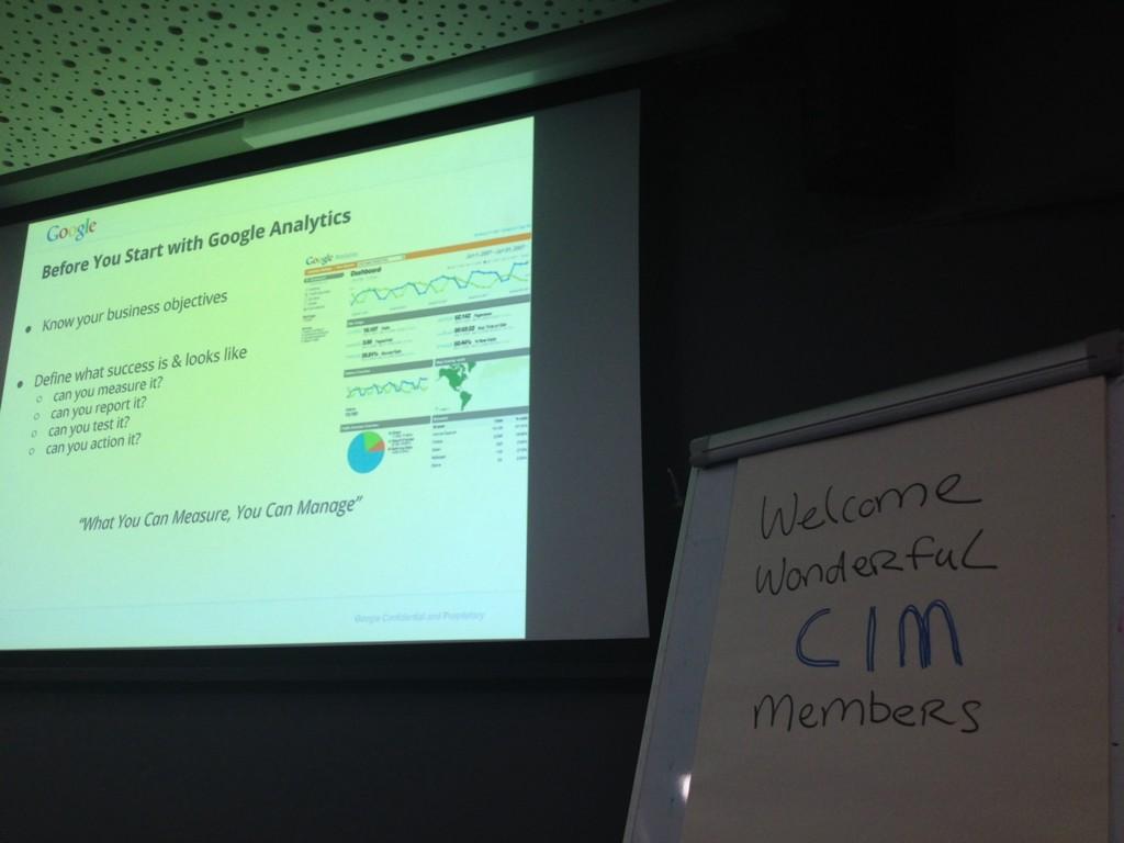 Watsonmydear's tweet photo. 'What you can measure you can manage'
#CIMIreland #GoogleImmersion II @Google_Ireland
@googleanalytics #CPD http://t.co/IR6nbJlOFm