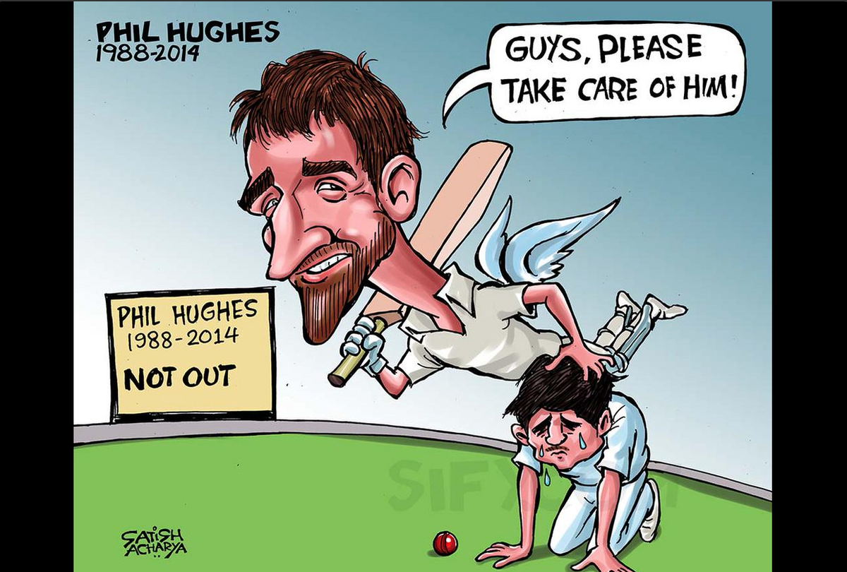 brfootball's tweet photo. Sad but brilliant cartoon from @satishacharya spares a thought for Sean Abbott after Phillip Hughes' tragic death. http://t.co/9ZzzO3aEFy