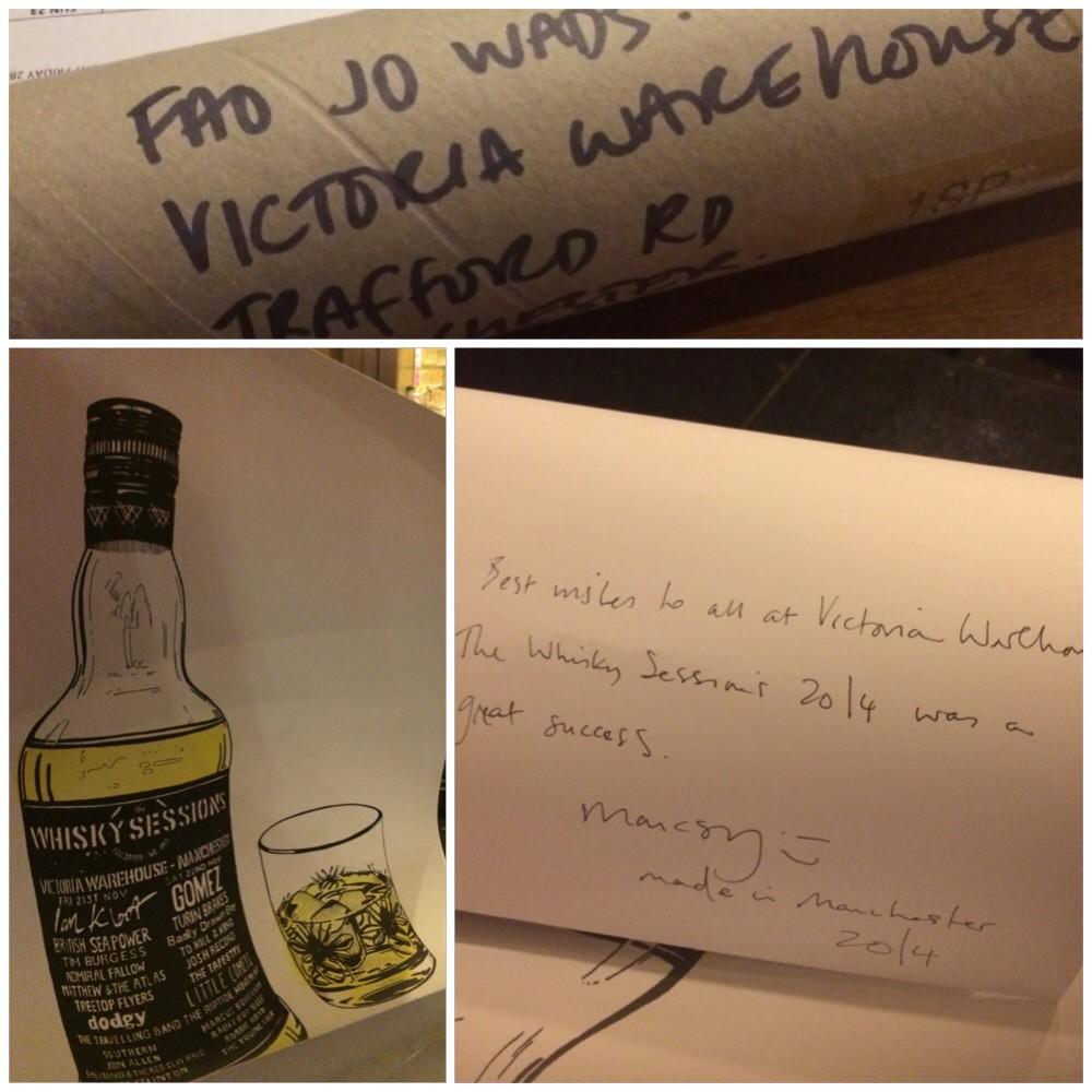 Just had a lovely <a href="/WhiskySessions/">The Whisky Sessions</a> themed gift from <a href="/RealMancsy/">Mancsy</a>! We will get this framed &amp; pride of place in the bar.