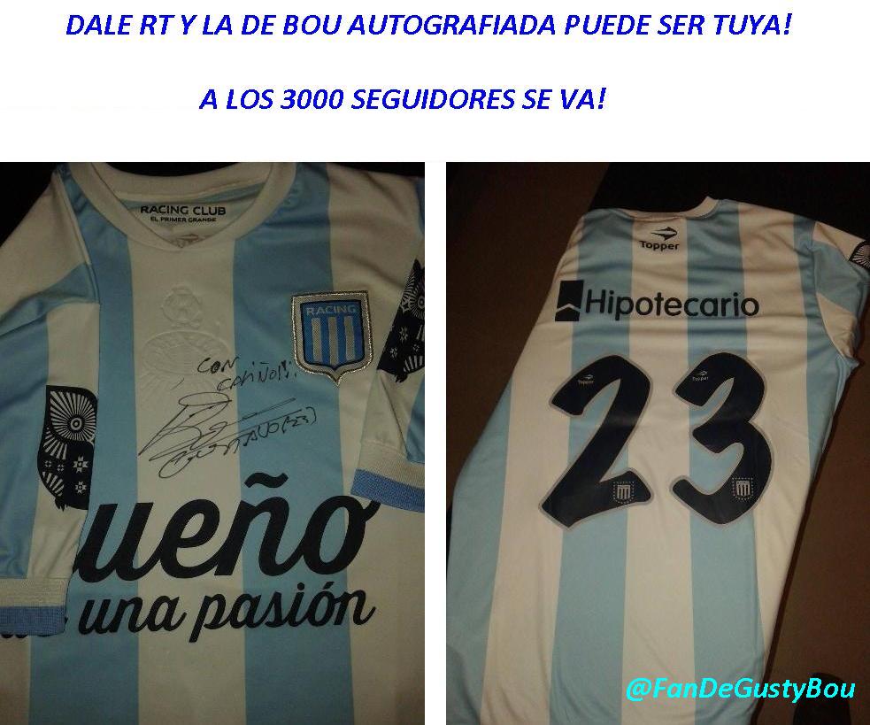 FanDeGustavoBou's tweet image. @comu_racing BOUenas tardes, le damos RT para difundir el sorteo de la 23 autografiada? A los 3000 seguidores se va!