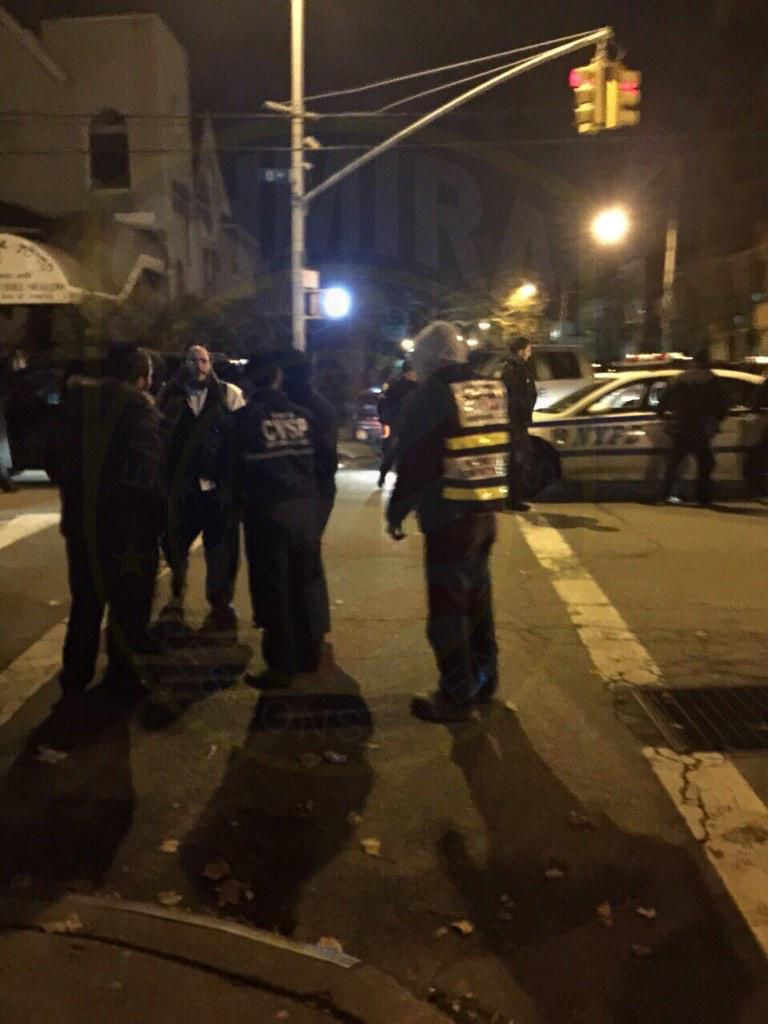 Shmira's tweet photo. 1:44am Boro Park Shmira members responding to a call for attempted robbery on 12x45. 1 arrested by the #66Precinct. http://t.co/0VXJvYA2Bq