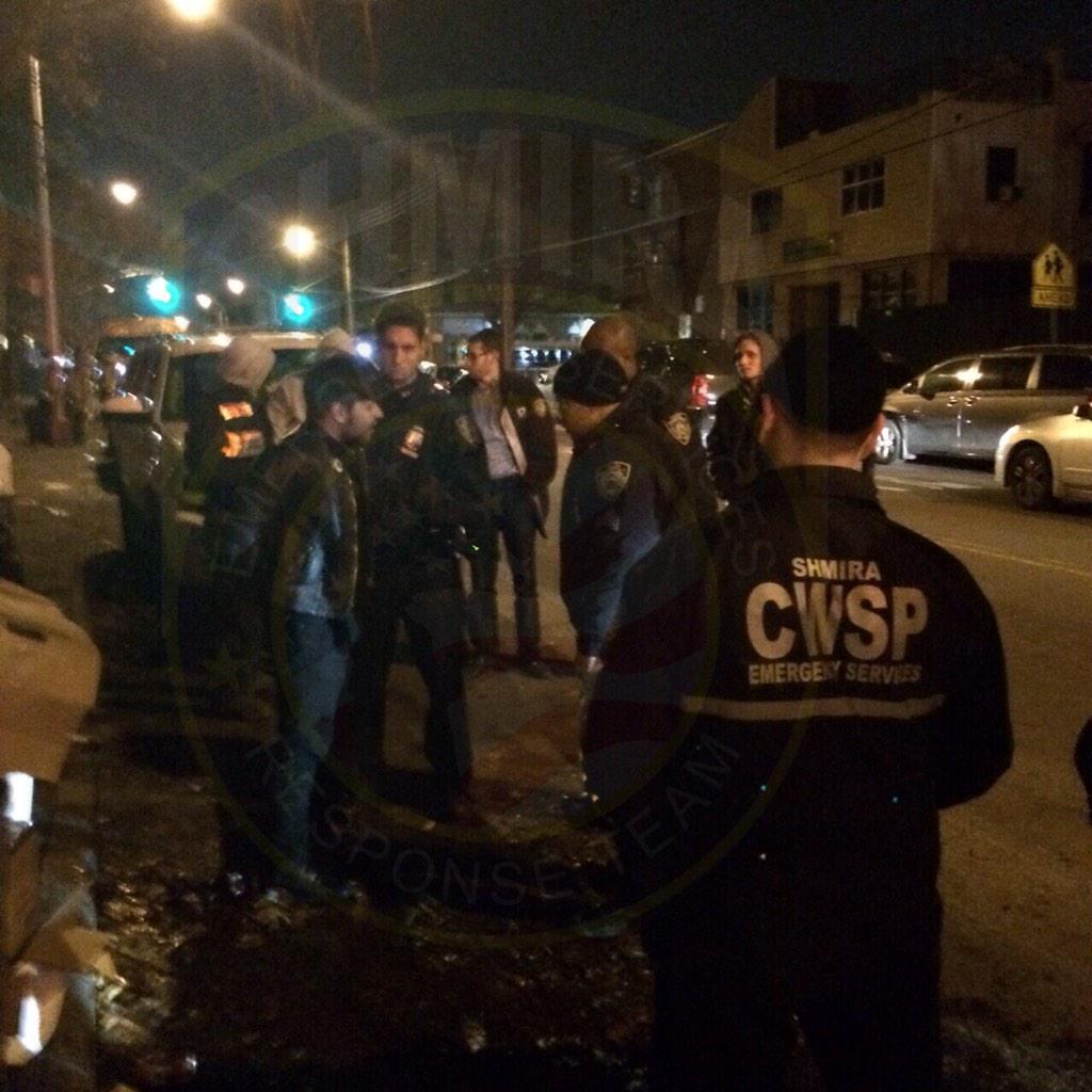 Shmira's tweet photo. 1:44am Boro Park Shmira members responding to a call for attempted robbery on 12x45. 1 arrested by the #66Precinct. http://t.co/0VXJvYA2Bq