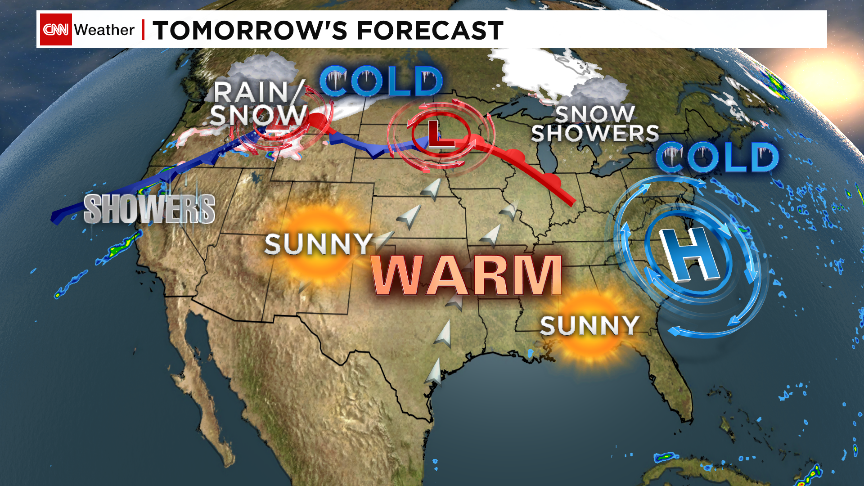 CNNweather's tweet photo. Warm temperatures will start to build in the East over the weekend to above average temps http://t.co/P5LgoPwzTm