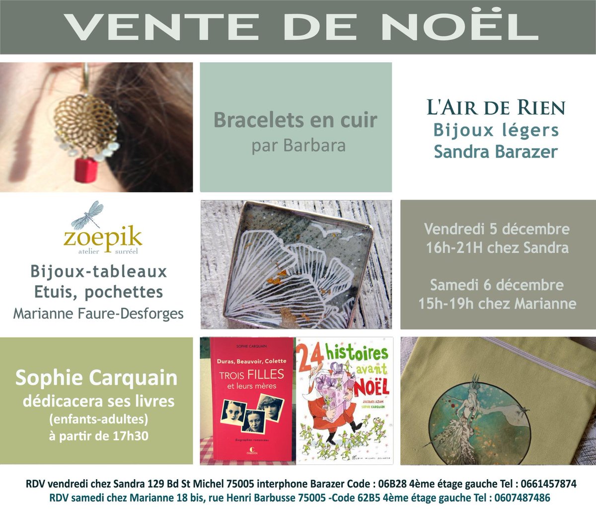 #noelapproche #VEntertainment Vente privée de quartier vend 5 et sam 6 dec: #bijoux #livres #Duras #colette #Beauvoir