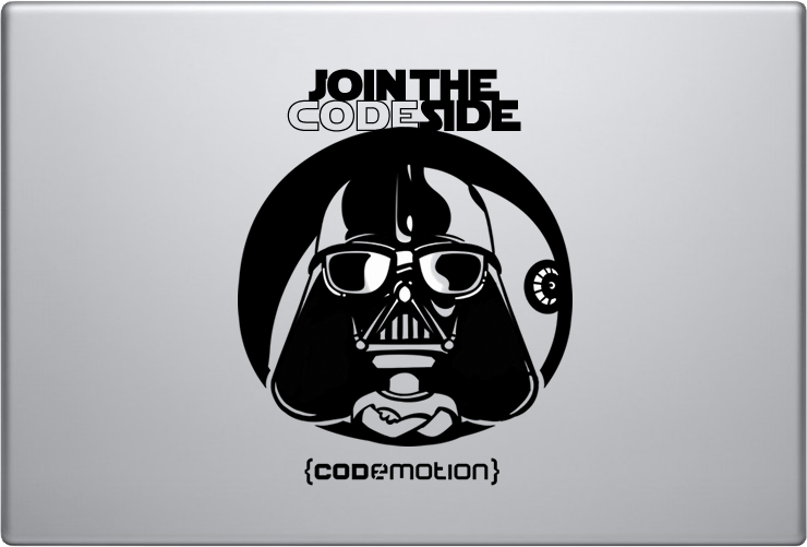 theTMO's tweet image. Finalmente posso mostrare il disegno fatto per #Codemotion Milano! #JoinTheCodeSide (l&apos;adesivo è trasparente)