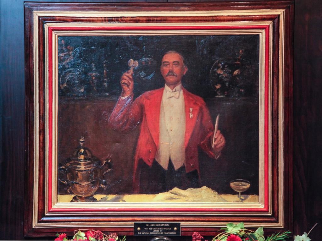 PineBarMayfair's tweet photo. Unveiling of the portrait of William Knightsmith, the 1st Red-coated #Toastmaster at the #PineBar. @MillenniumMAY http://t.co/bT6rodPnA7
