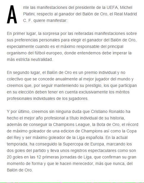 Impecable el comunicado del <a href="/realmadrid/">Real Madrid C.F.</a> defendiendo a <a href="/Cristiano/">Cristiano Ronaldo</a> #chapeau