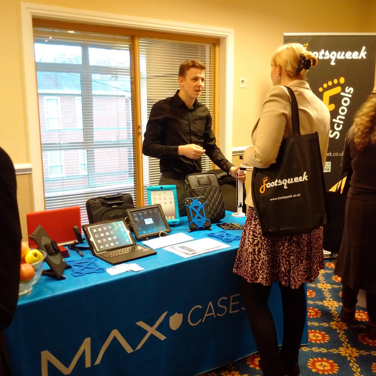 MAXCasesUK's tweet photo. @MaxcasesUK Matt explaining the concept behind our HandStand DX at the #ECAPH conference at #cranagehall #innovation http://t.co/3IeKWH4vEs
