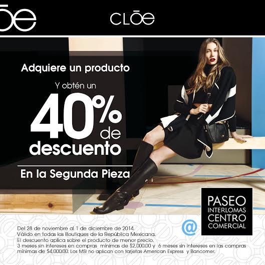 paseointer's tweet photo. #BlackFriday Ven a @CLOEMEXICO #PaseoInterlomas y en la compra de tu segunda pieza te aplicamos el 40% de descuento. http://t.co/Dd4rnolwnE