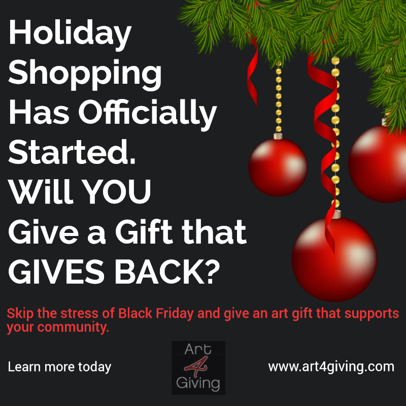 Art4Giving's tweet photo. Forget Black Friday crowds; give an art gift that gives back. Learn more at http://t.co/TYVEPvlEMU #Art4Giving... http://t.co/EPzUrVLngZ