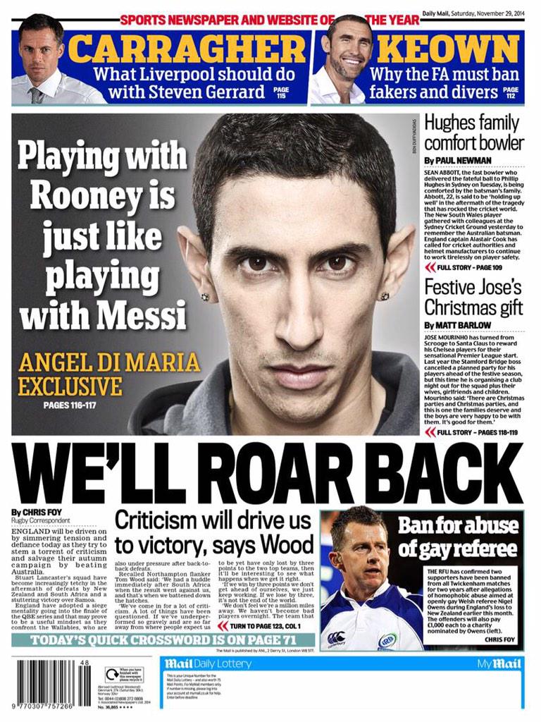 aryacristopher's tweet photo. "@SirAlexStand: 'Playing with Rooney is like playing with Messie' - Di Maria #mufc http://t.co/vYc9gHOt4u"