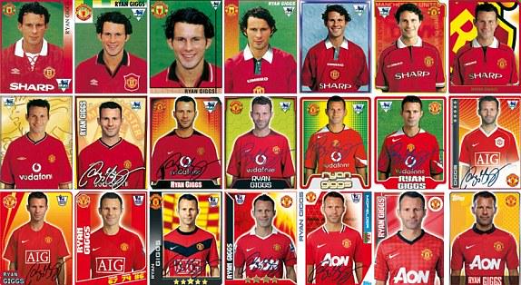 Happy Birthday to Ryan Giggs! To celebrate, heres every single one of his Premier League stickers. 