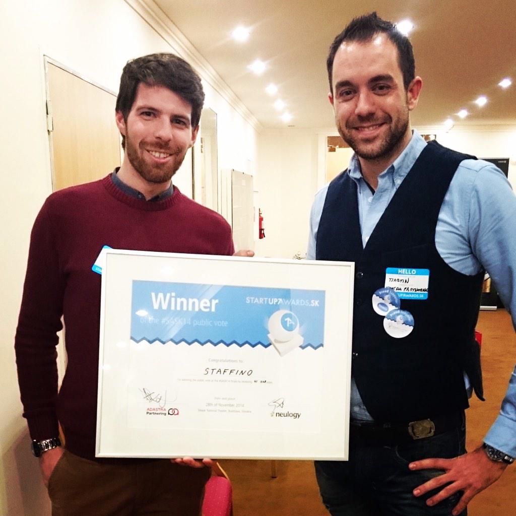 instarealife's tweet photo. Congratulations from Adastra Partnering to #Staffino for winning the public vote @StartupAwardsSK! #SASK14 http://t.co/3T6TBFt1Cm