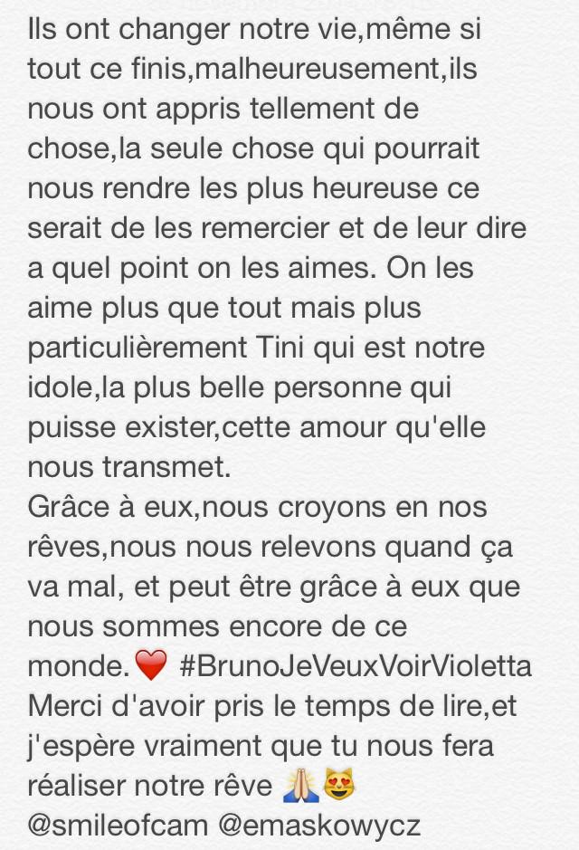 talentoftinita's tweet photo. Je t'en supplie,réalise notre plus grand rêve,et merci d'offrir cette opportunité 💘 #BrunoJeVeuxVoirVioletta http://t.co/JcPAEue0NQ