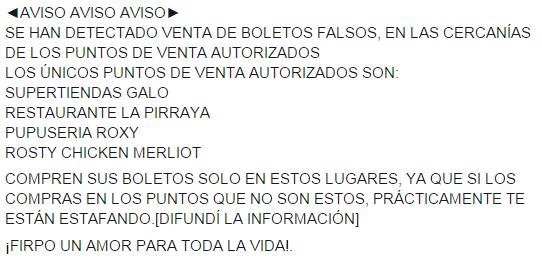 PamperaLegion's tweet photo. #AvisoImportante SE HAN DETECTADO VENTA DE BOLETOS FALSOS PARA EL JUEGO @LAFirpo vrs @MarteSoyapango_ http://t.co/FgYiRqtnGF