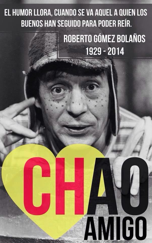 😢 ¡Gracias por alegrarnos la vida! #Chespirito #QEPD <a href="/ChespiritoRGB/">Roberto G. Bolaños</a>