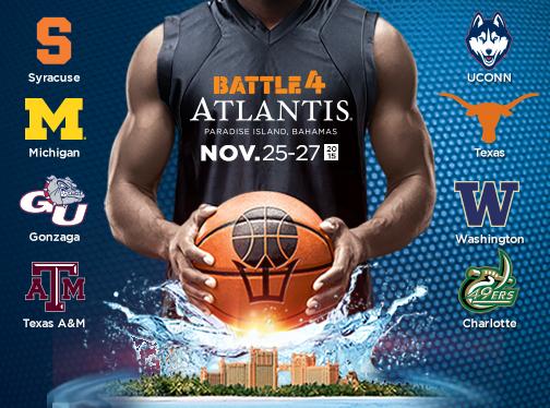 atlantisbahamas's tweet photo. The battle continues! 2015 is bringing eight of the elite back to paradise next Thanksgiving! #Battle4Atlantis http://t.co/qgqDqFS7Nv