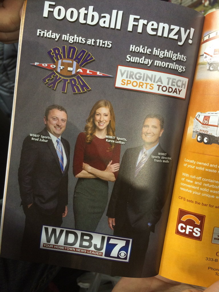 Hokie20's tweet photo. Glad to know @Brad_Zahar is still with your Hometown Station. #ProgramAd http://t.co/D1GX6OTo56